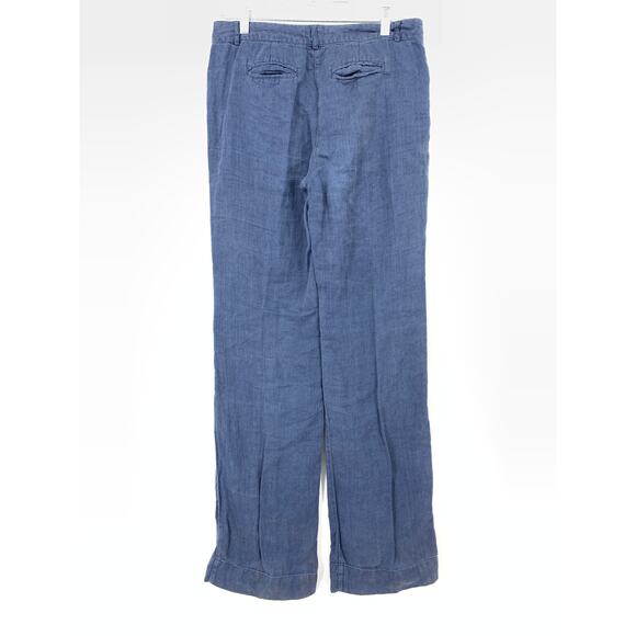 J. Jill Straight Leg 100% Linen Pants Womens Size 4 Tall Blue Loose Fit Trouser - Picture 2 of 6